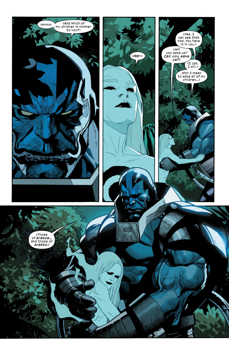 Apocalypse assuring the summoner that he will save him and the rest of mutantkind.